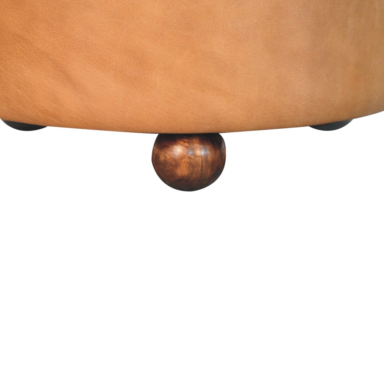 Brown Buffalo hide leather Round Ottoman - Image 8