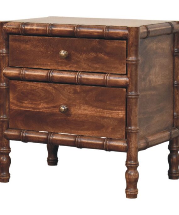 Bamboo Frame Nightstand in Roasted Almond