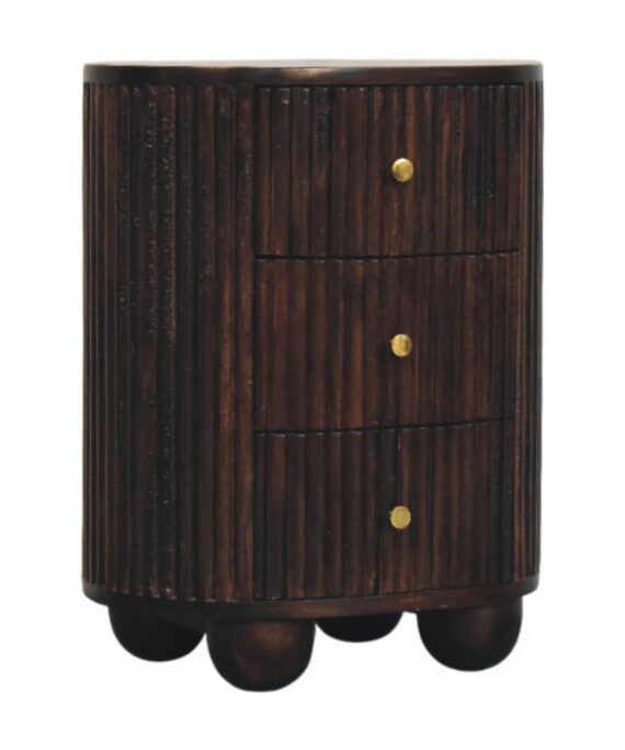 Curved Fluted 3-Drawer Bedside