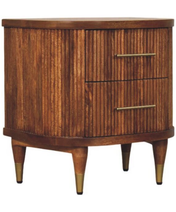 Ribbed Bedside with Brass Accents