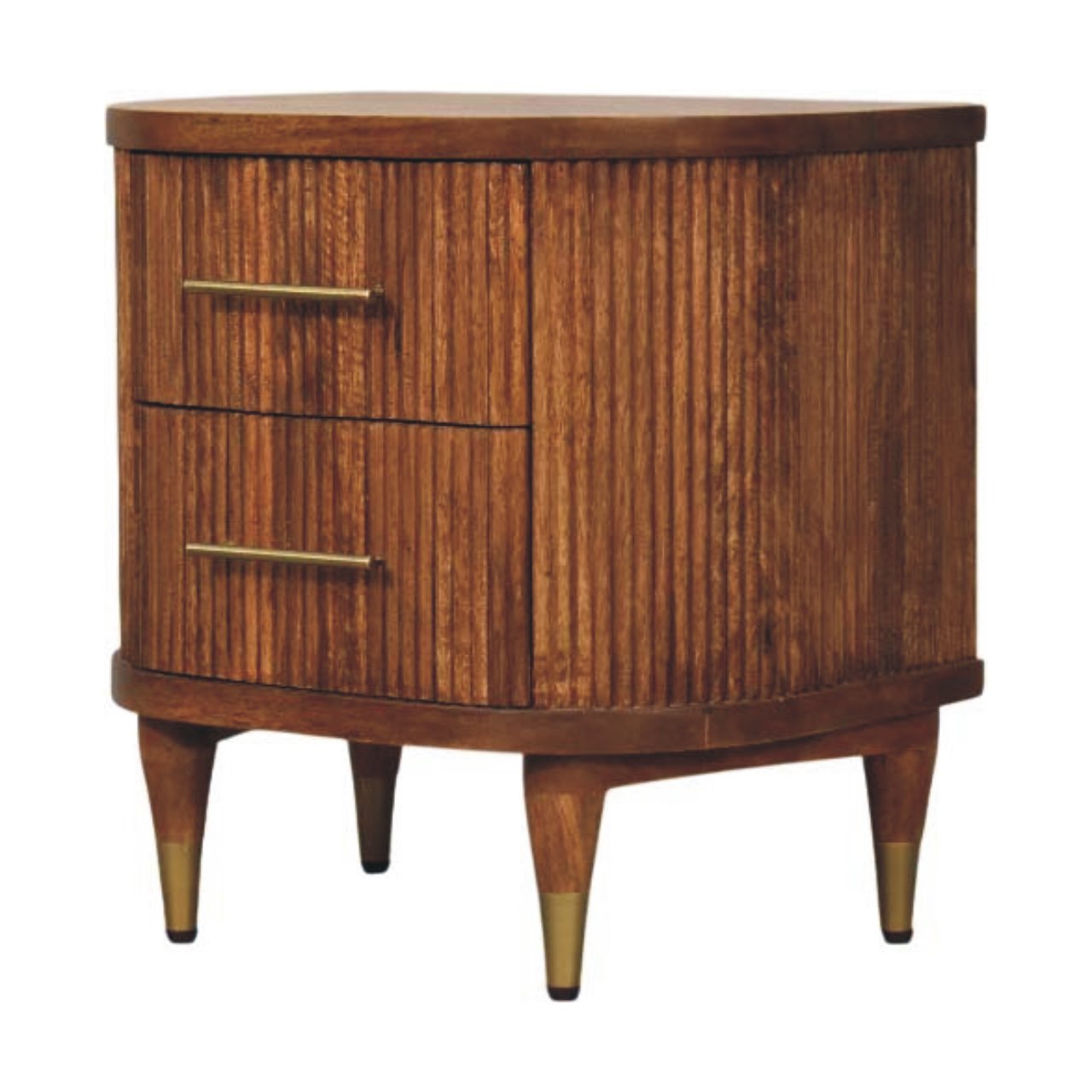 Ribbed Bedside with Brass Accents - Image 2