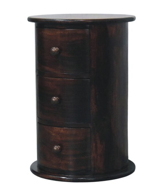 California Walnut Drum 3 Drawer Chest