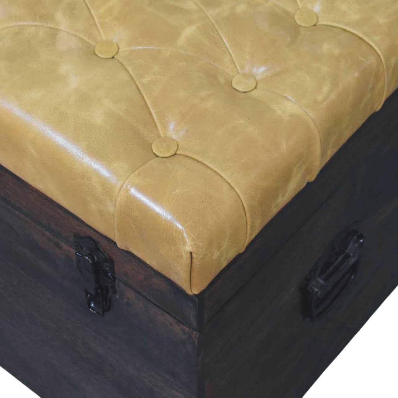 Walnut Storage Trunk Bench with Tan Leather - Image 4