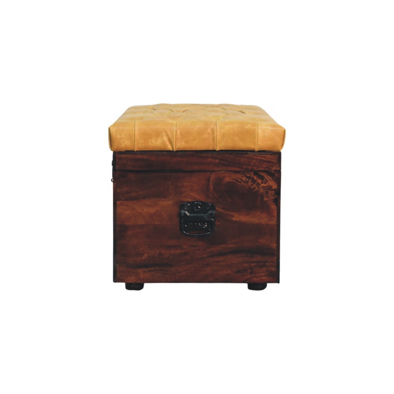 Walnut Storage Trunk Bench with Tan Leather - Image 7