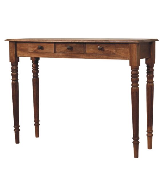 Three Drawer Console with Turned Legs