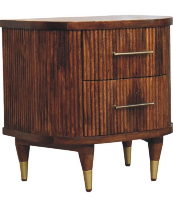 Ribbed Bedside with Brass Handles
