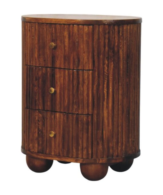 Curved Fluted Bedside Chest