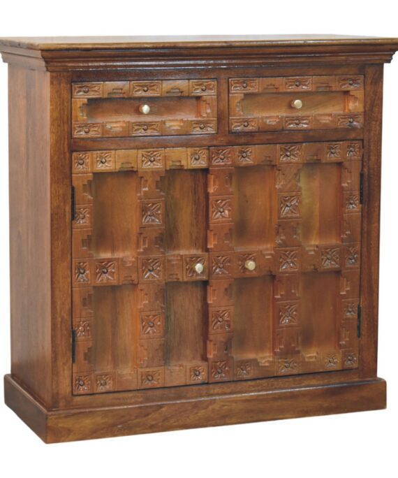Amber Oak Heritage Carved Cabinet