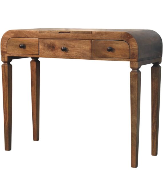 Golden Teak Curved Dressing Table