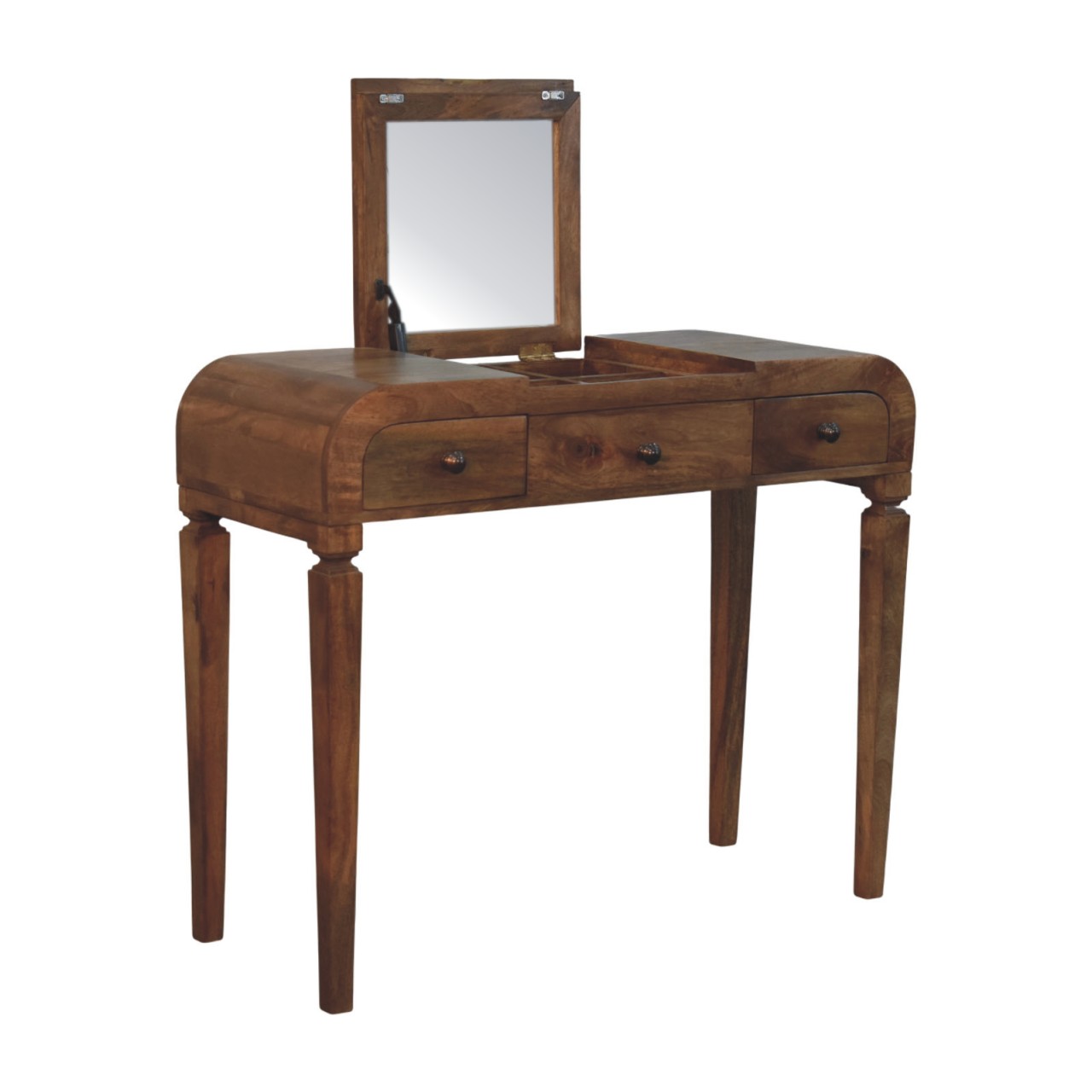 Golden Teak Curved Dressing Table - Image 4