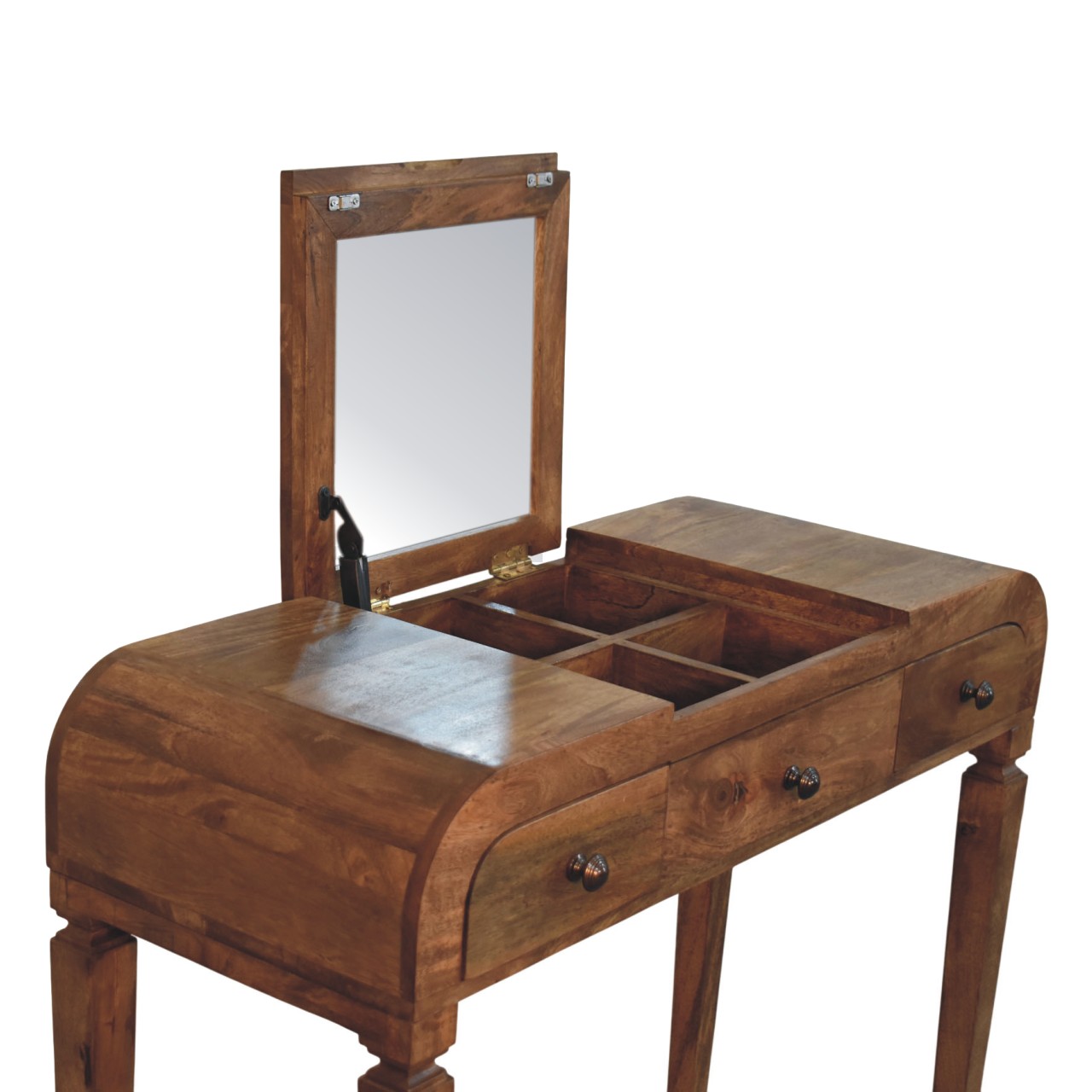 Golden Teak Curved Dressing Table - Image 5