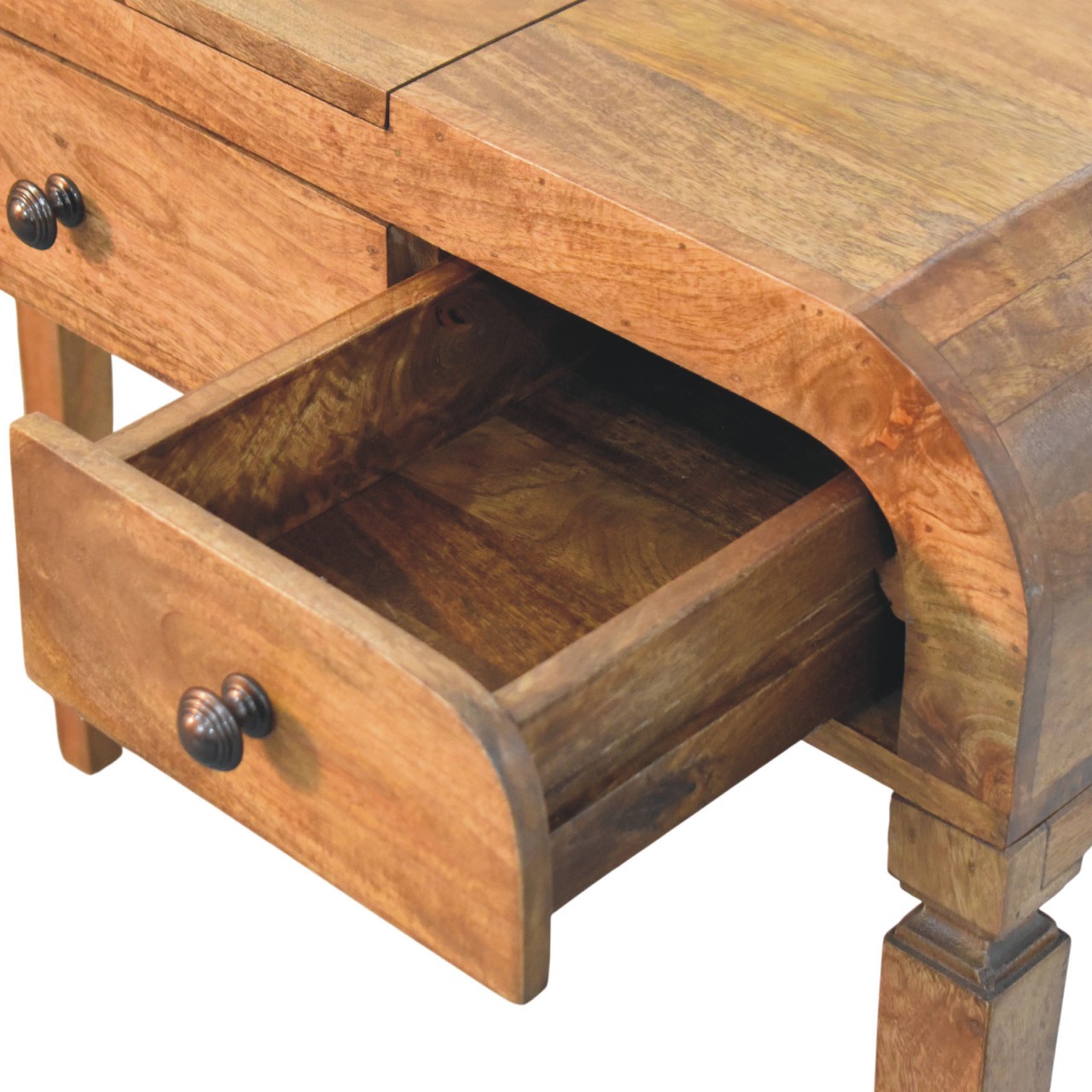 Golden Teak Curved Dressing Table - Image 6