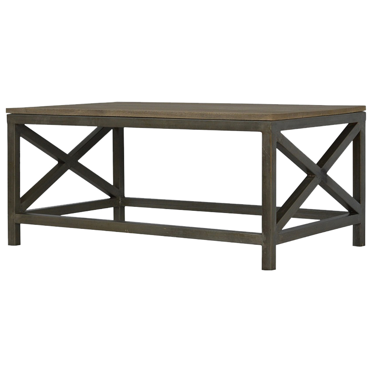 Industrial Cross Metal Oatmeal Coffee Table - Image 2