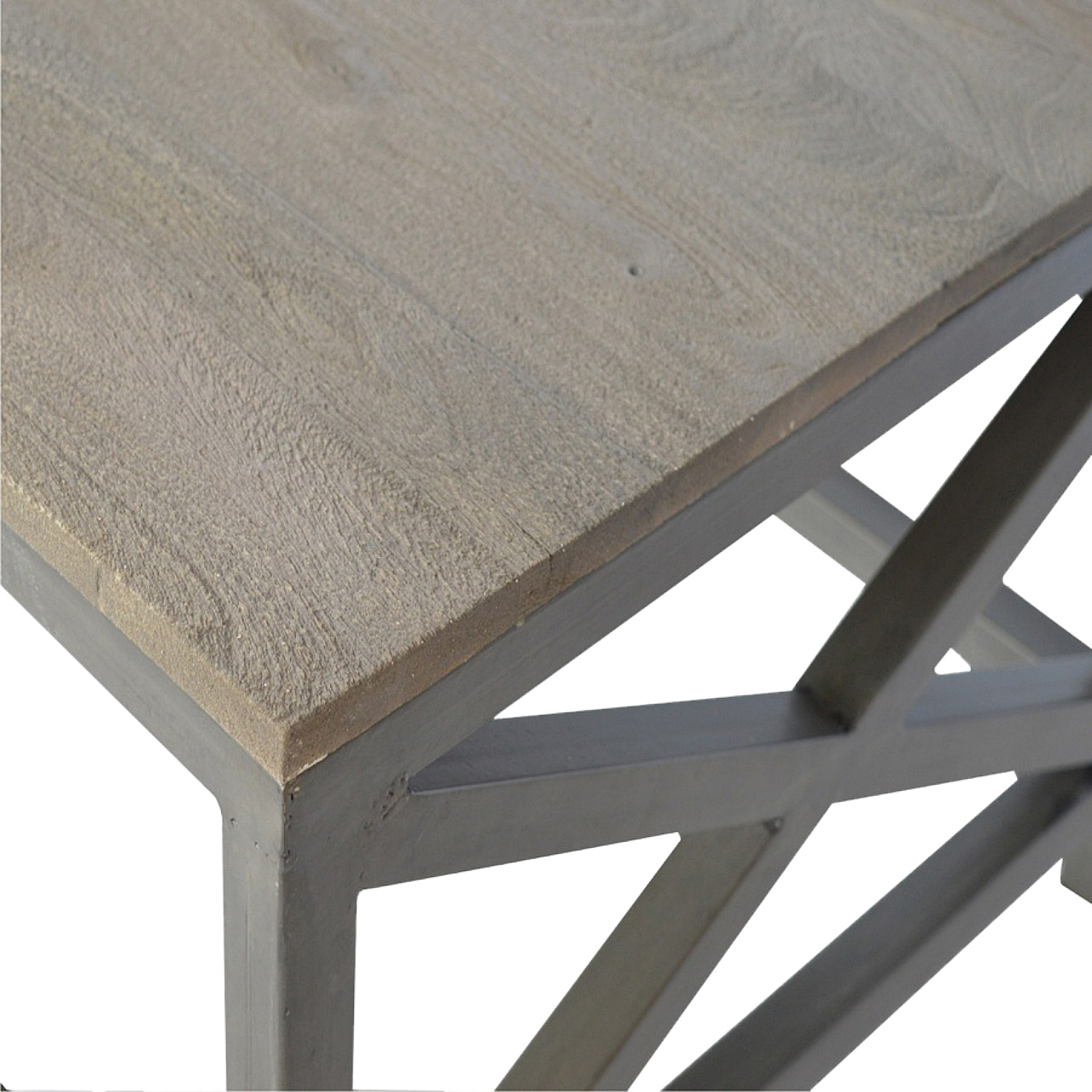 Industrial Cross Metal Oatmeal Coffee Table - Image 3