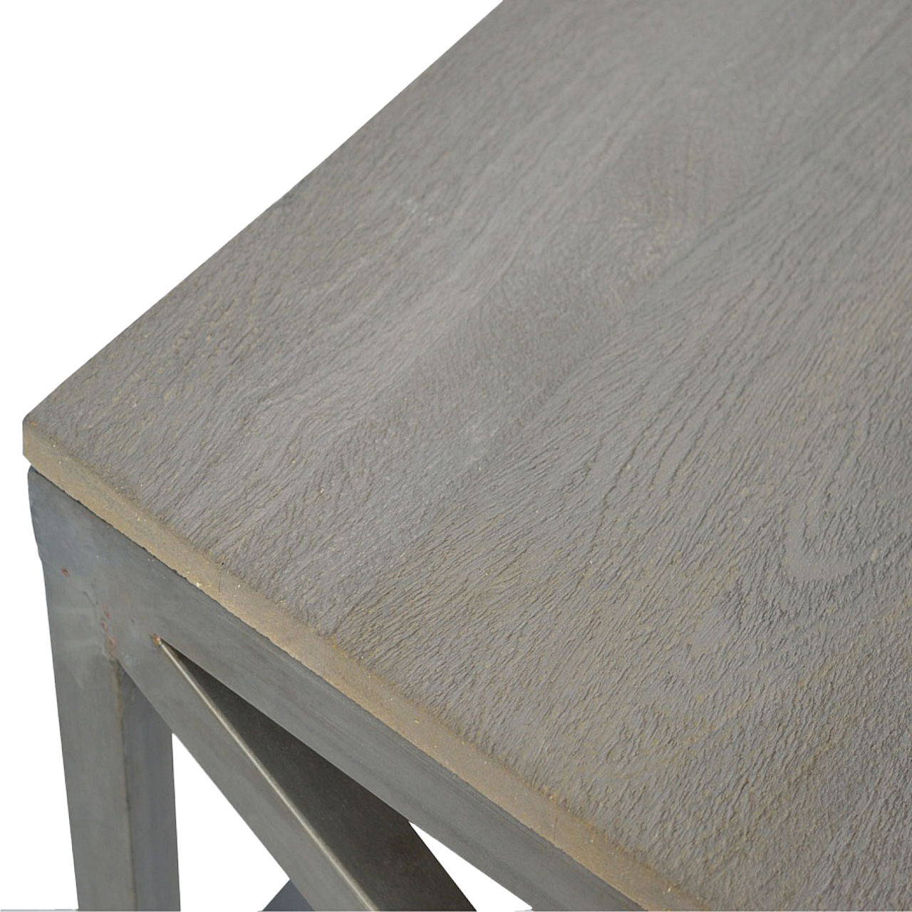 Industrial Cross Metal Oatmeal Coffee Table - Image 4
