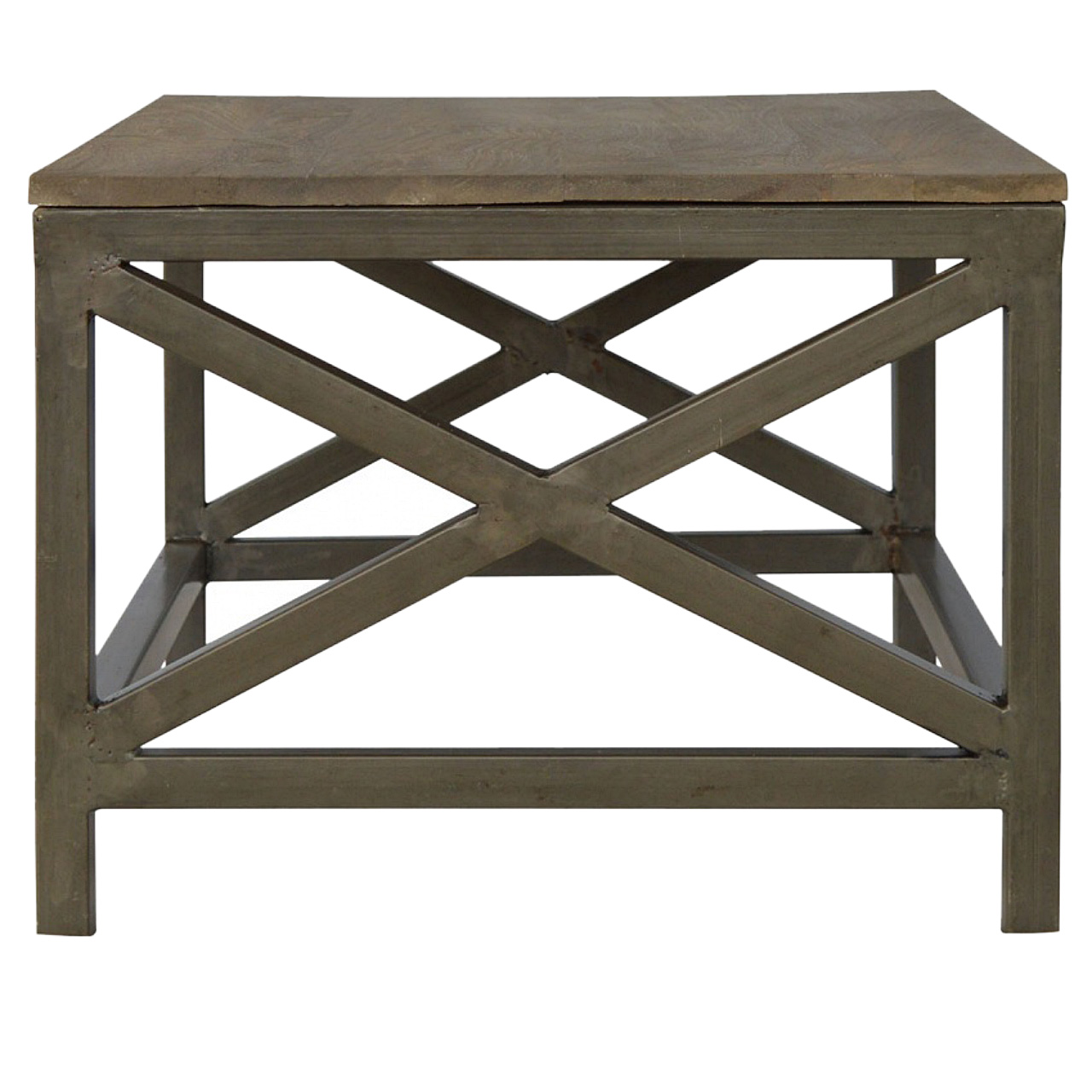Industrial Cross Metal Oatmeal Coffee Table - Image 7