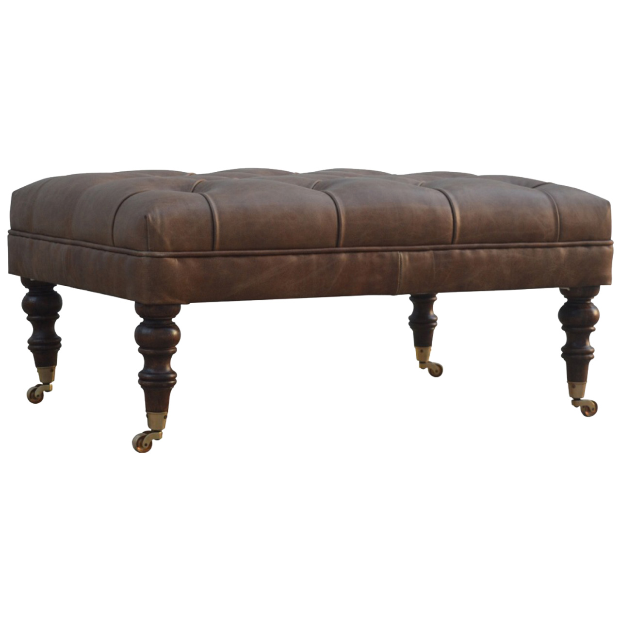 Buffalo Leather Ottoman - Image 3