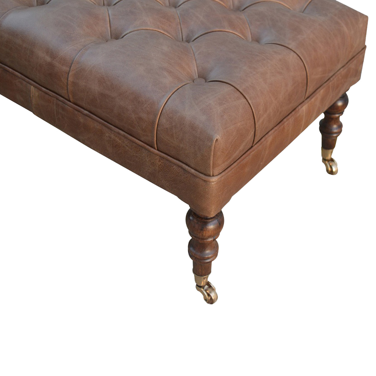 Buffalo Leather Ottoman - Image 5