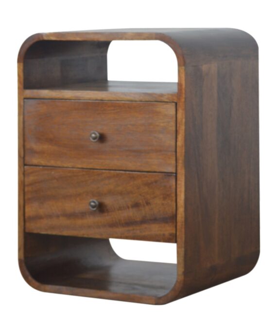 Chestnut Curve 2 Drawer nightstand